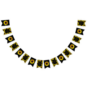 Cheerful Bright Yellow Sunflower  - Bunting Flags