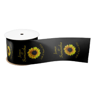 Cheerful Bright Yellow Sunflower  - Satin Ribbon