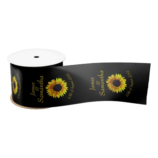 Cheerful Bright Yellow Sunflower  - Satin Ribbon (Spool)