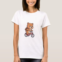 Cheerful Brown Bear Riding Red Bicycle