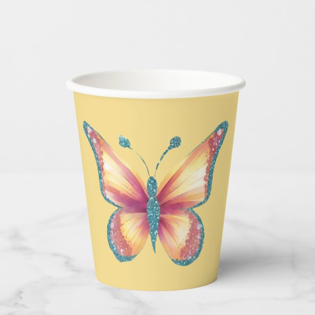 Cheerful Butterfly Paper Cups (Front)