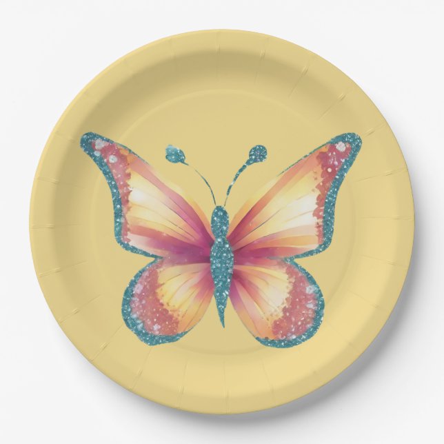 Cheerful Butterfly Paper Plate (Front)