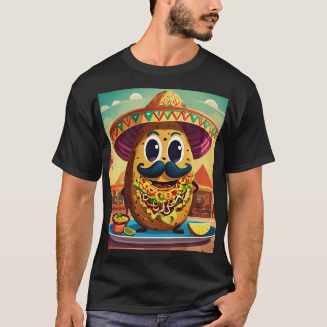 Cheerful Cactus with Flower Crown Sticker Design T-Shirt (Front)