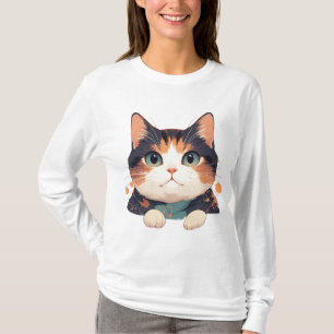 Cheerful Calico Kitten With Big Green Eyes T-Shirt