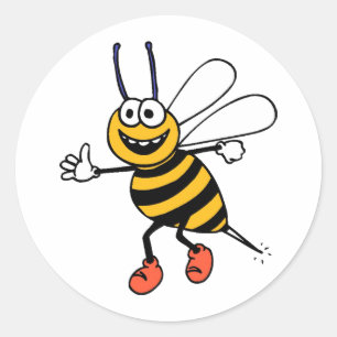 Cheerful Cartoon Bee Sticker