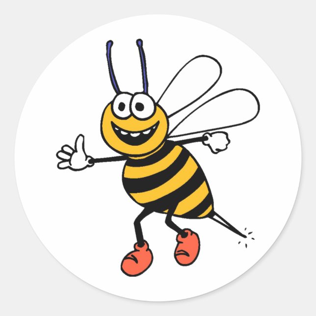 Cheerful Cartoon Bee Sticker (Front)
