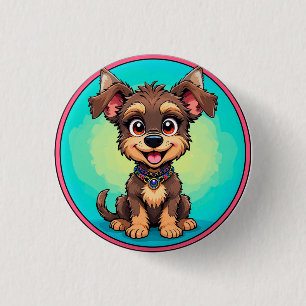 Cheerful Cartoon Dog 1 Inch Round Button