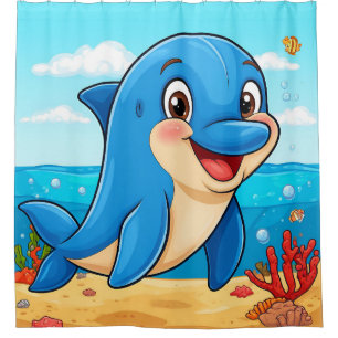 Cheerful Cartoon Dolphin in an Underwater