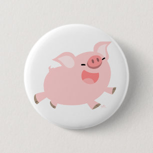 Cheerful Cartoon Pig button badge