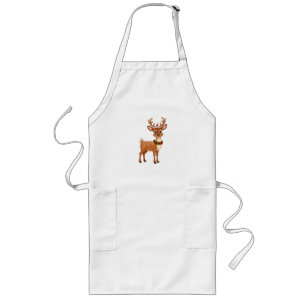 Cheerful Cartoon Reindeer Long Apron