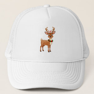 Cheerful Cartoon Reindeer Trucker Hat