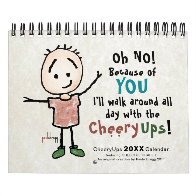 Cheerful Cartoon Stickman Personalized Encourage Calendar (Cover)