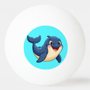 Cheerful Cartoon Whale Swimming Ping Pong Ball