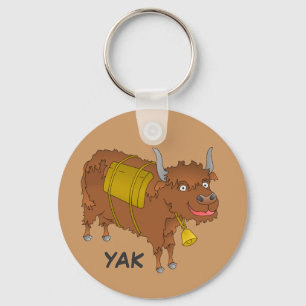 Cheerful cartoon yak keychain