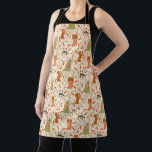 Cheerful Cat Dog Christmas Lights Pattern Yellow Apron<br><div class="desc">Cute and fun Christmas apron featuring hand drawn illustration of cats and dogs with Christmas lights. The background is yellow.</div>