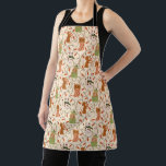 Cheerful Cat Dog Christmas Lights Pattern Yellow Apron<br><div class="desc">Cute and fun Christmas apron featuring hand drawn illustration of cats and dogs with Christmas lights. The background is yellow.</div>