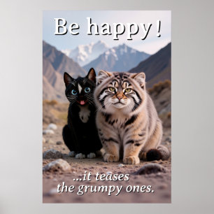 Cheerful Cat vs. Grumpy Cat – Humour Poster