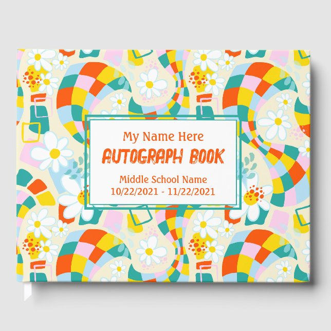 Cheerful Checks Personalized Lined Autograph Book (Front)