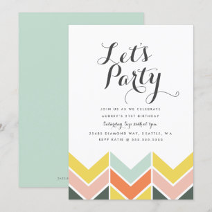 Cheerful Chevron Birthday Invite