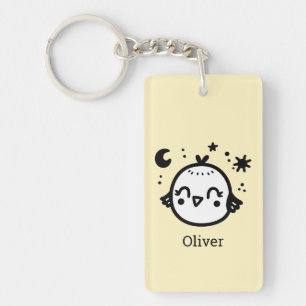 Cheerful Chick - Kawaii Bird Line Art" Keychain
