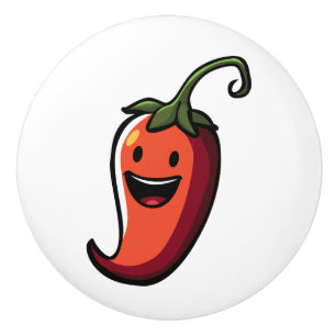 Cheerful Chili Pepper Ceramic Knob