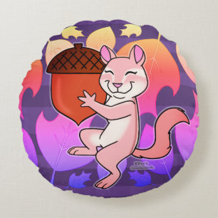 Cheerful Chipmunk - Round Pillow