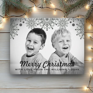 Cheerful Christmas   Black and White Holiday Photo Postcard