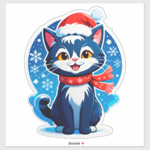 Cheerful Christmas Cat Winter Holiday Theme
