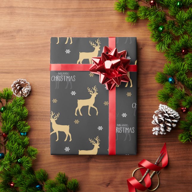 Cheerful Christmas deer wrapping paper (Holiday Gift)