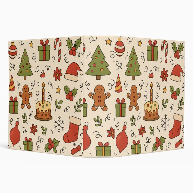 Cheerful Christmas Doodle Pattern Binder (Background)
