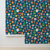 Cheerful Christmas Pattern on Blue
