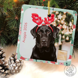 Cheerful Christmas Photo Ceramic Ornament