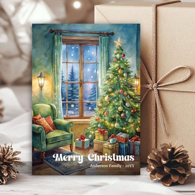 Cheerful Christmas scene card rustic holiday tones (Cheerful Christmas scene card rustic holiday tones

)