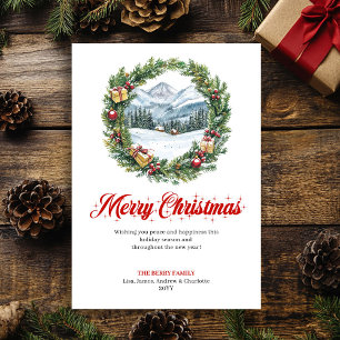 Cheerful Christmas scene editable greeting card