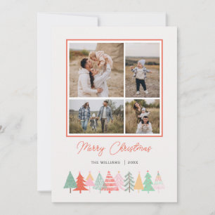Cheerful Christmas Trees Cozy 4 Photo  Holiday Card