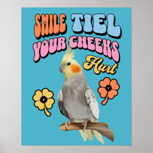 Cheerful Cockatiel Parrot Poster