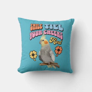 Cheerful Cockatiel Parrot Throw Pillow