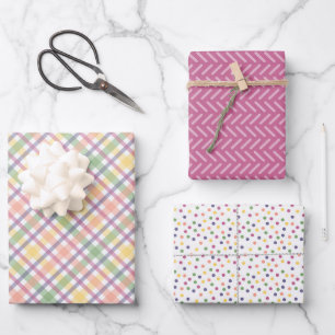 Cheerful Collection of Pink, Green & Yellow Wrapping Paper Sheet