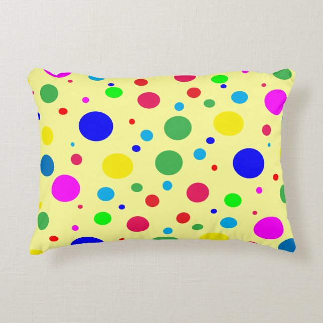 Cheerful Colour Polkadot Circles Accent Pillow (Front)