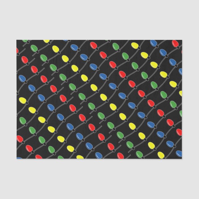 Cheerful coloured Christmas tree light bulbs Tissue Paper (Front)