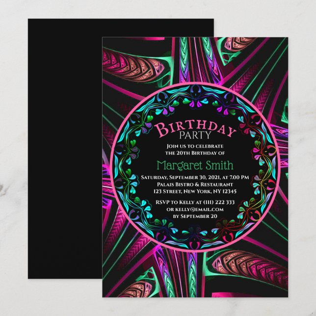 Cheerful Colourful Art Birthday Party Invitation (Front/Back)