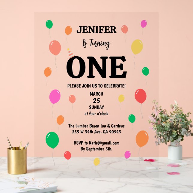 cheerful colourful balloon birthday acrylic sign (Wedding)