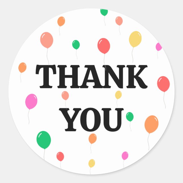 cheerful colourful balloon birthday classic round sticker (Front)