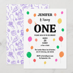 cheerful colourful balloon birthday invitation