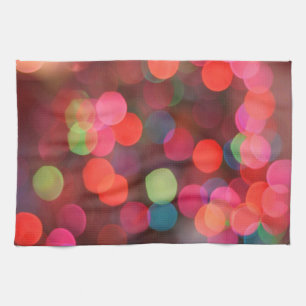 Cheerful Colourful Bokeh Christmas Holiday Lights Kitchen Towel