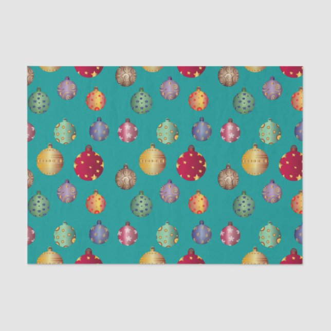 Cheerful Colourful Christmas Ornaments Tissue Paper (Front)