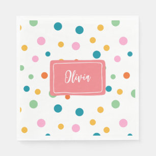 Cheerful Colourful Dots Personalized Napkin