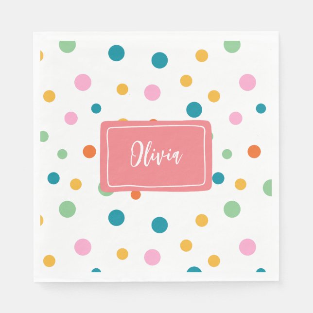Cheerful Colourful Dots Personalized Napkin (Front)