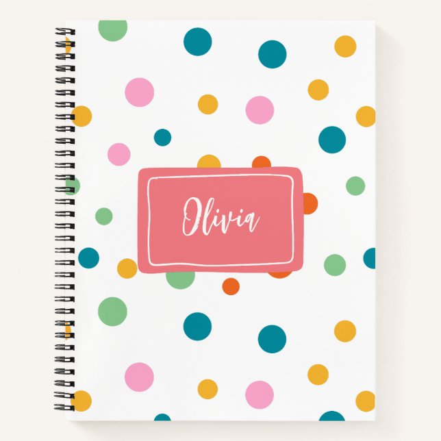 Cheerful Colourful Dots Personalized Notebook (Front)