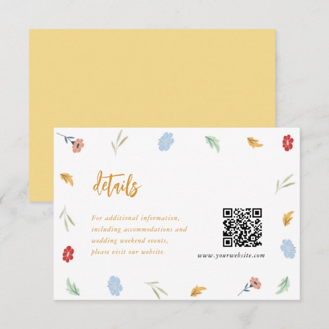 Cheerful Colourful Floral Details Enclosure Cards (Front/Back)